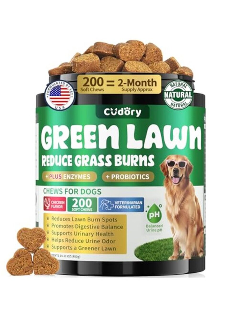 Dog Urine Neutralizer for Lawn, Green Grass Chews for Dogs, 200 Ct, Chicken - E
